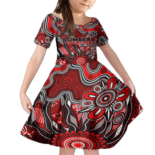 Personalised Bombers NAIDOC Week 2024 Family Matching Off Shoulder Short Dress and Hawaiian Shirt Aussie Aboriginal Art