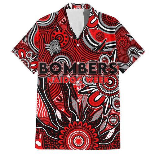 Personalised Bombers NAIDOC Week 2024 Family Matching Off Shoulder Short Dress and Hawaiian Shirt Aussie Aboriginal Art
