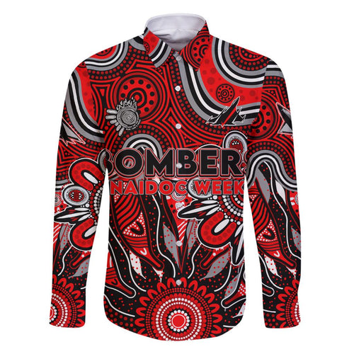 Personalised Bombers NAIDOC Week 2024 Family Matching Off Shoulder Short Dress and Hawaiian Shirt Aussie Aboriginal Art