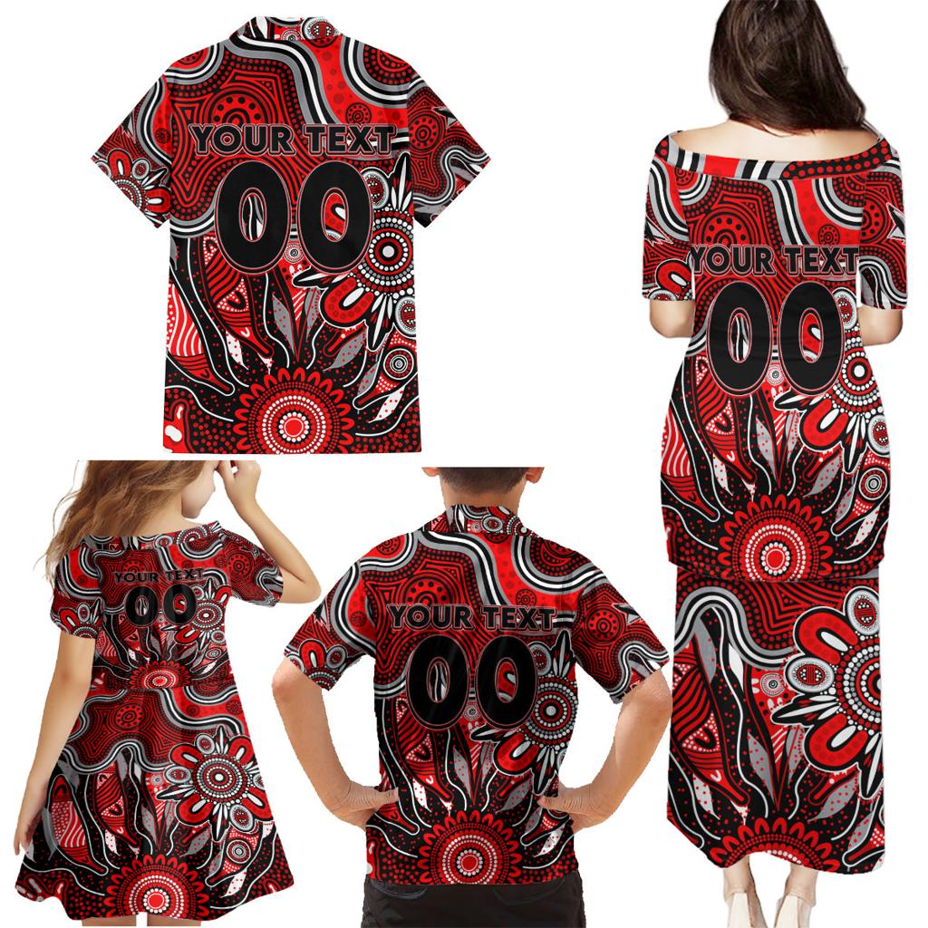 Personalised Bombers NAIDOC Week 2024 Family Matching Puletasi and Hawaiian Shirt Aussie Aboriginal Art