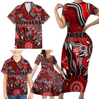 Personalised Bombers NAIDOC Week 2024 Family Matching Short Sleeve Bodycon Dress and Hawaiian Shirt Aussie Aboriginal Art
