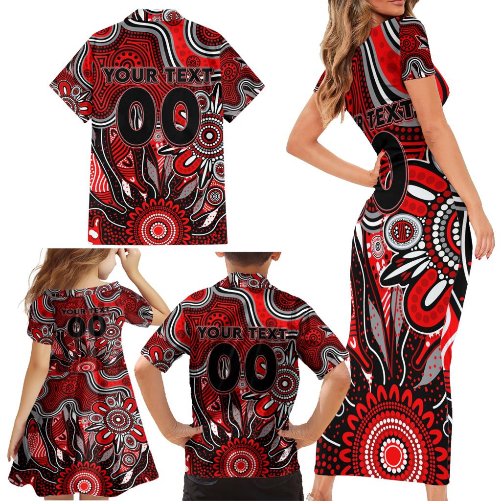 Personalised Bombers NAIDOC Week 2024 Family Matching Short Sleeve Bodycon Dress and Hawaiian Shirt Aussie Aboriginal Art