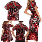 Personalised Bombers NAIDOC Week 2024 Family Matching Short Sleeve Bodycon Dress and Hawaiian Shirt Aussie Aboriginal Art