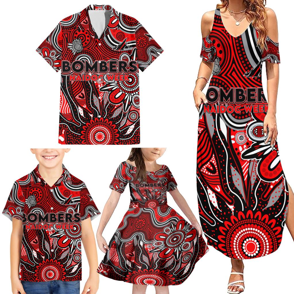 Personalised Bombers NAIDOC Week 2024 Family Matching Summer Maxi Dress and Hawaiian Shirt Aussie Aboriginal Art