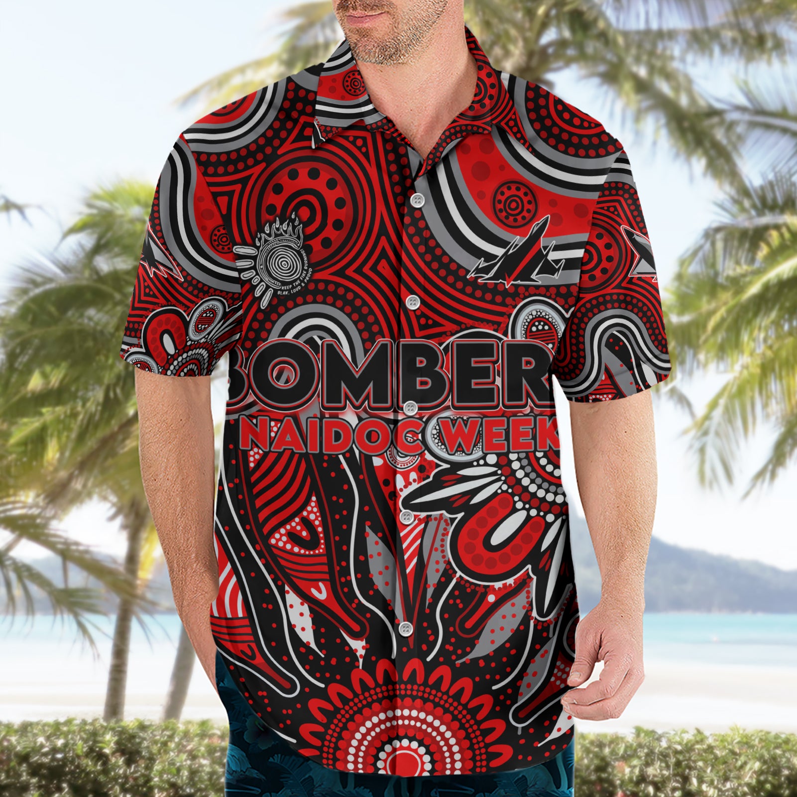 Personalised Bombers NAIDOC Week 2024 Hawaiian Shirt Aussie Aboriginal Art
