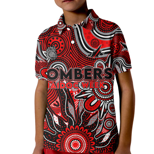 Personalised Bombers NAIDOC Week 2024 Kid Polo Shirt Aussie Aboriginal Art