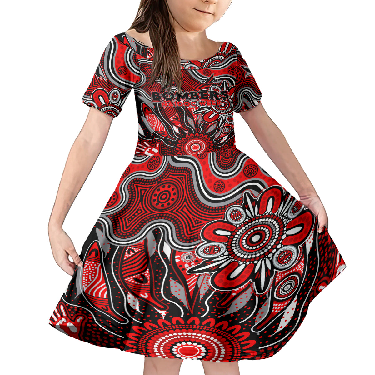 Personalised Bombers NAIDOC Week 2024 Kid Short Sleeve Dress Aussie Aboriginal Art