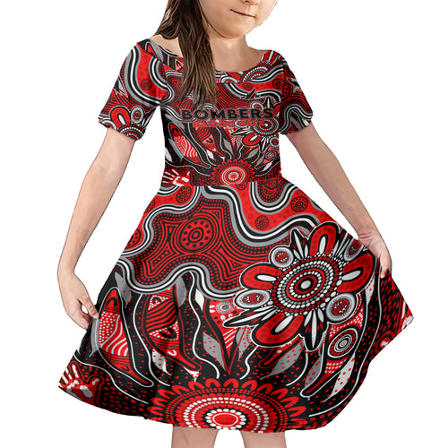 Personalised Bombers NAIDOC Week 2024 Kid Short Sleeve Dress Aussie Aboriginal Art