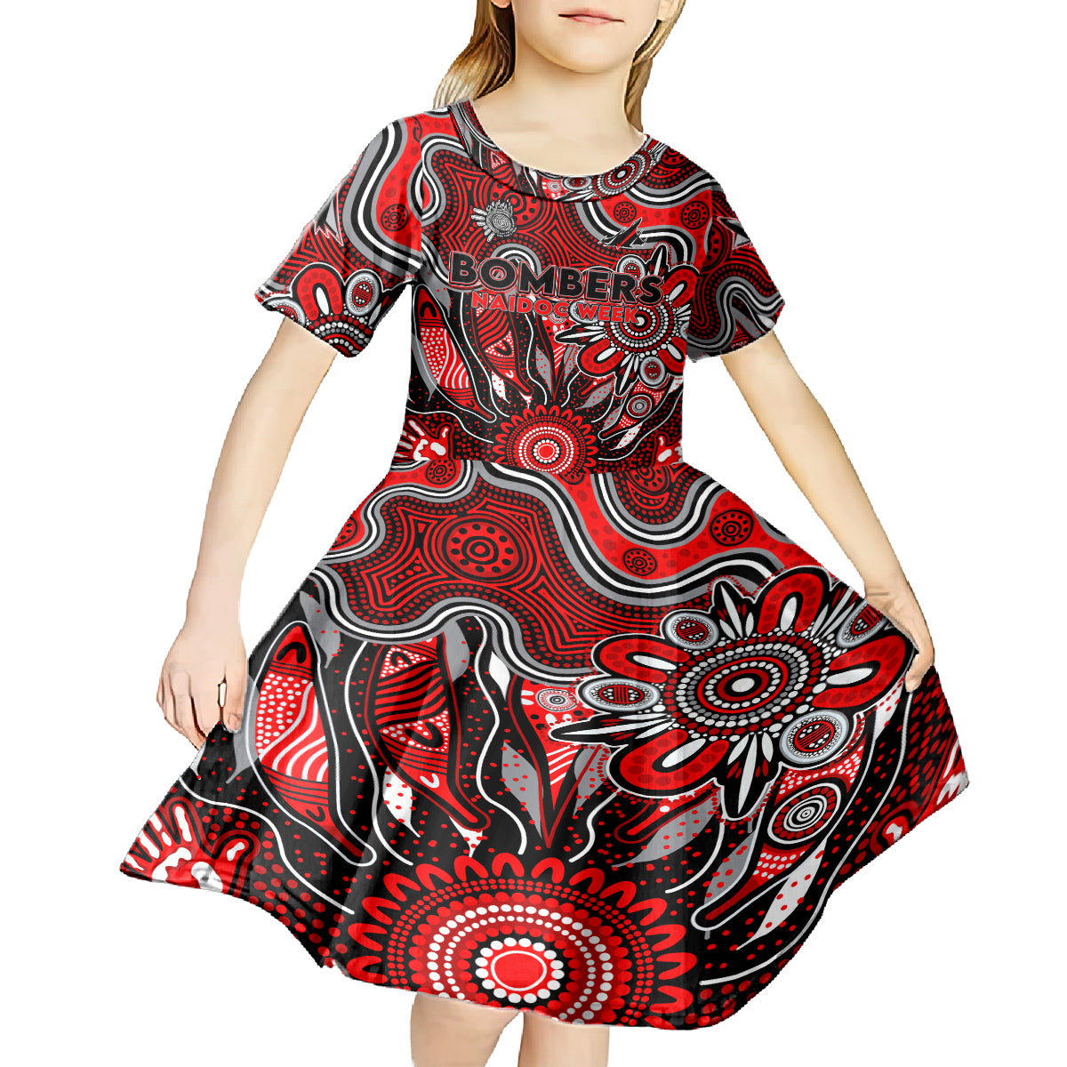 Personalised Bombers NAIDOC Week 2024 Kid Short Sleeve Dress Aussie Aboriginal Art
