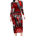 Personalised Bombers NAIDOC Week 2024 Long Sleeve Bodycon Dress Aussie Aboriginal Art
