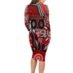 Personalised Bombers NAIDOC Week 2024 Long Sleeve Bodycon Dress Aussie Aboriginal Art