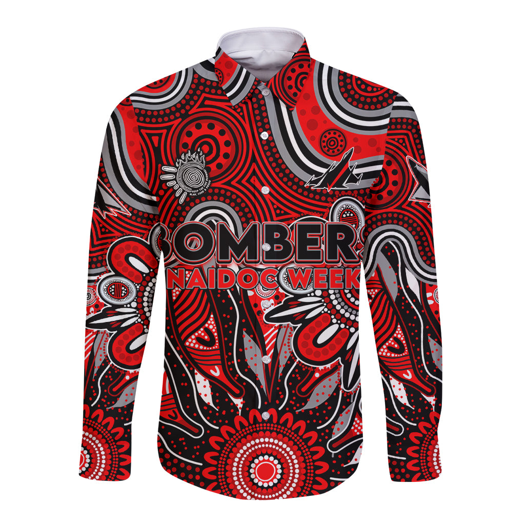 Personalised Bombers NAIDOC Week 2024 Long Sleeve Button Shirt Aussie Aboriginal Art