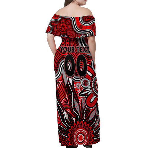 Personalised Bombers NAIDOC Week 2024 Off Shoulder Maxi Dress Aussie Aboriginal Art