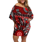 Personalised Bombers NAIDOC Week 2024 Off Shoulder Short Dress Aussie Aboriginal Art