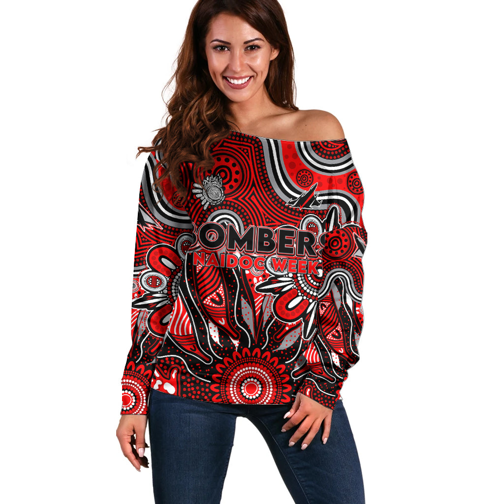 Personalised Bombers NAIDOC Week 2024 Off Shoulder Sweater Aussie Aboriginal Art