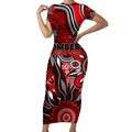 Personalised Bombers NAIDOC Week 2024 Short Sleeve Bodycon Dress Aussie Aboriginal Art