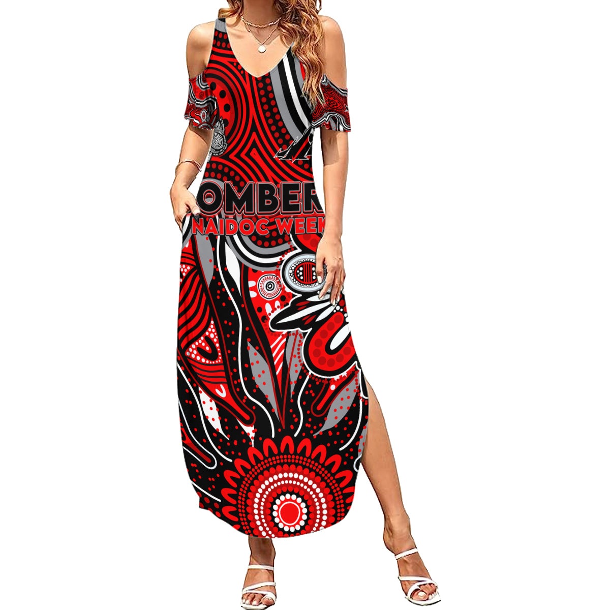 Personalised Bombers NAIDOC Week 2024 Summer Maxi Dress Aussie Aboriginal Art