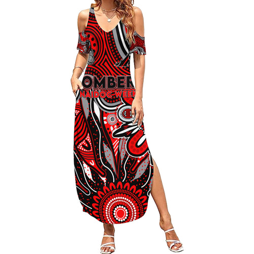 Personalised Bombers NAIDOC Week 2024 Summer Maxi Dress Aussie Aboriginal Art