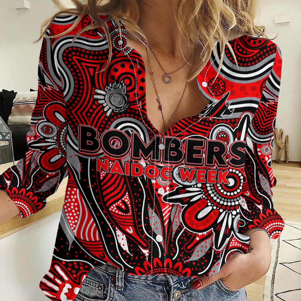 Personalised Bombers NAIDOC Week 2024 Women Casual Shirt Aussie Aboriginal Art