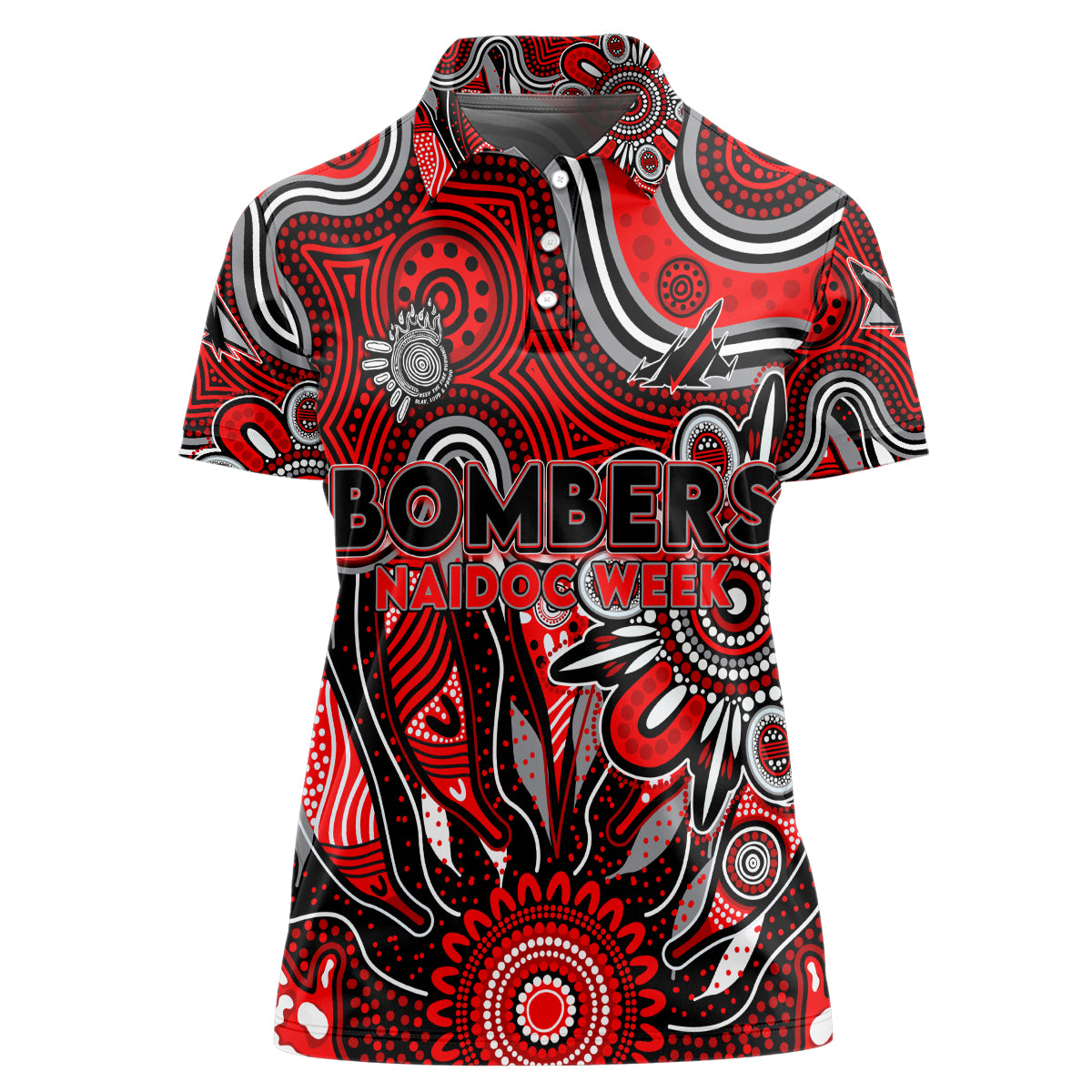 Personalised Bombers NAIDOC Week 2024 Women Polo Shirt Aussie Aboriginal Art