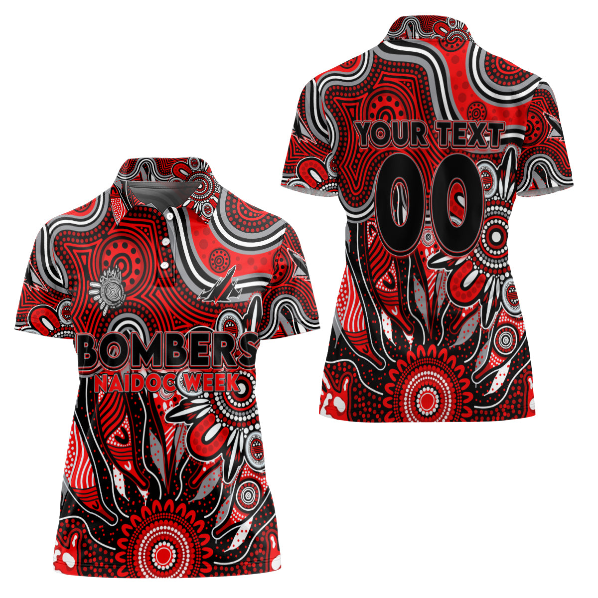 Personalised Bombers NAIDOC Week 2024 Women Polo Shirt Aussie Aboriginal Art
