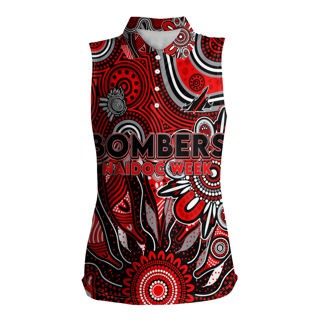 Personalised Bombers NAIDOC Week 2024 Women Sleeveless Polo Shirt Aussie Aboriginal Art