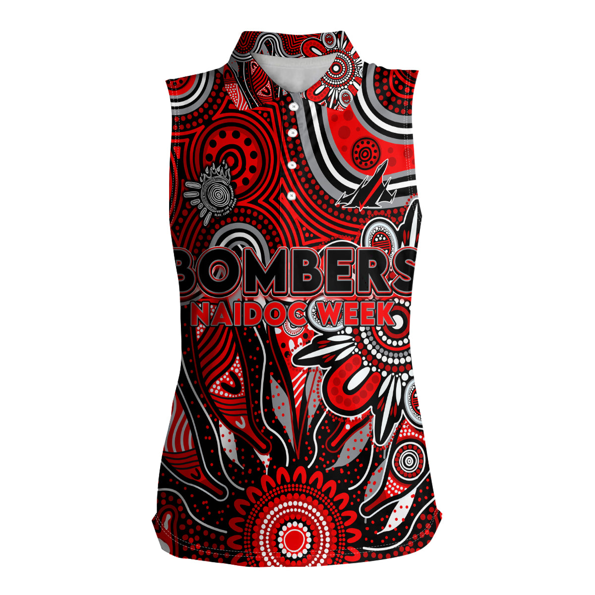 Personalised Bombers NAIDOC Week 2024 Women Sleeveless Polo Shirt Aussie Aboriginal Art