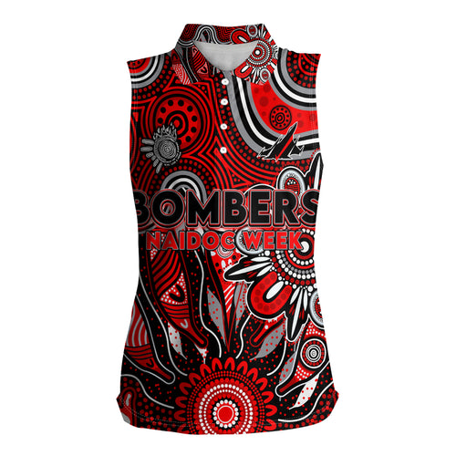 Personalised Bombers NAIDOC Week 2024 Women Sleeveless Polo Shirt Aussie Aboriginal Art