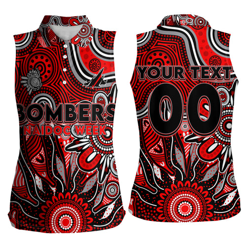 Personalised Bombers NAIDOC Week 2024 Women Sleeveless Polo Shirt Aussie Aboriginal Art
