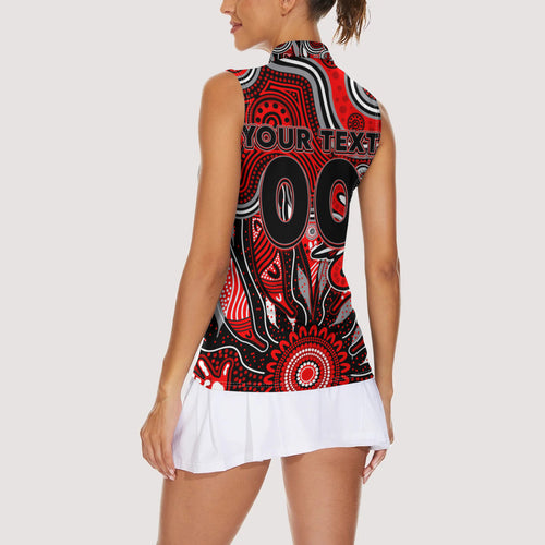 Personalised Bombers NAIDOC Week 2024 Women Sleeveless Polo Shirt Aussie Aboriginal Art