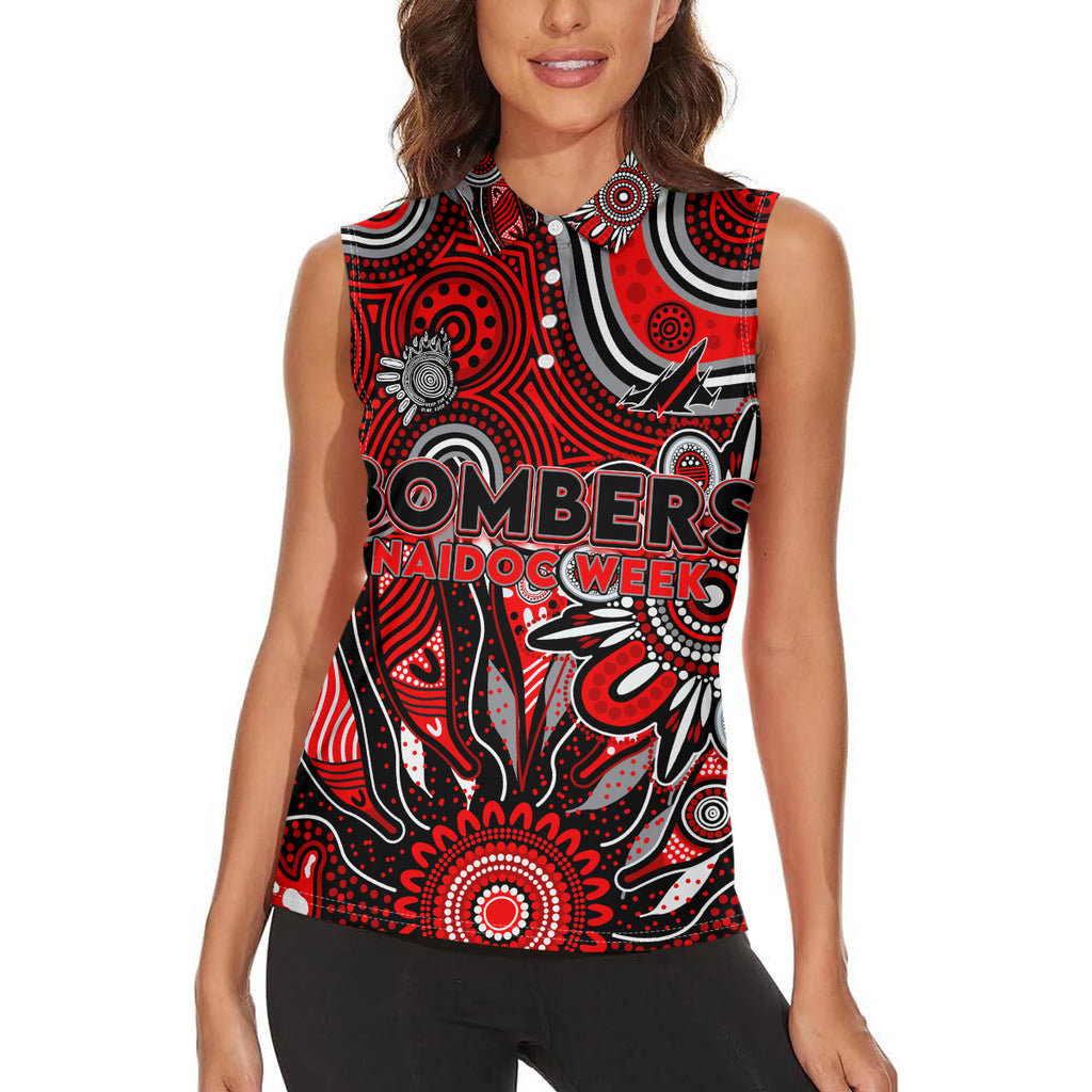Personalised Bombers NAIDOC Week 2024 Women Sleeveless Polo Shirt Aussie Aboriginal Art