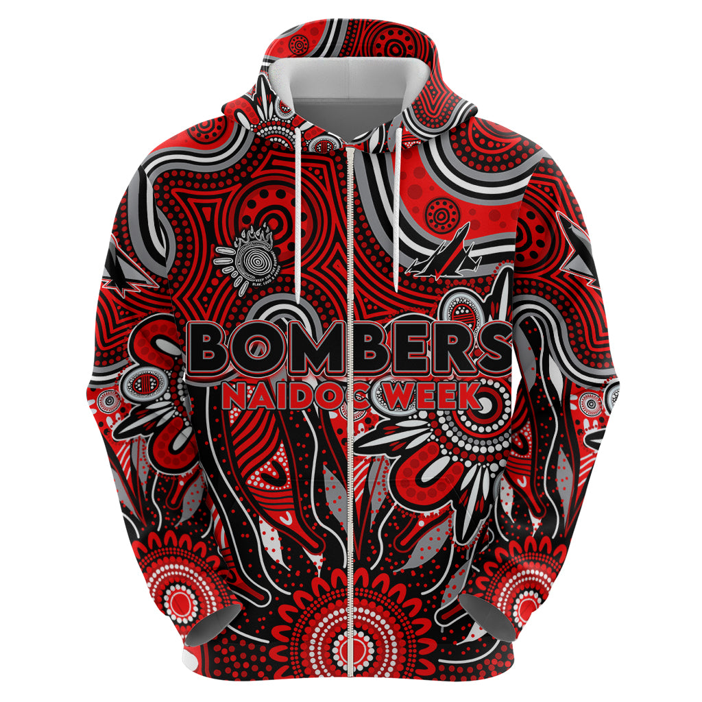 Personalised Bombers NAIDOC Week 2024 Zip Hoodie Aussie Aboriginal Art