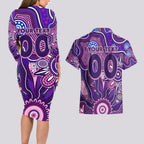 Personalised Freo NAIDOC Week 2024 Couples Matching Long Sleeve Bodycon Dress and Hawaiian Shirt Aussie Aboriginal Art