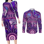 Personalised Freo NAIDOC Week 2024 Couples Matching Long Sleeve Bodycon Dress and Long Sleeve Button Shirt Aussie Aboriginal Art