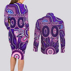 Personalised Freo NAIDOC Week 2024 Couples Matching Long Sleeve Bodycon Dress and Long Sleeve Button Shirt Aussie Aboriginal Art
