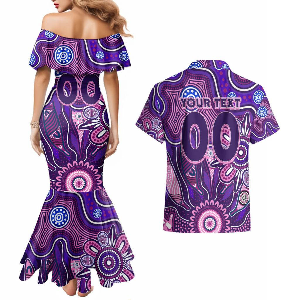 Personalised Freo NAIDOC Week 2024 Couples Matching Mermaid Dress and Hawaiian Shirt Aussie Aboriginal Art