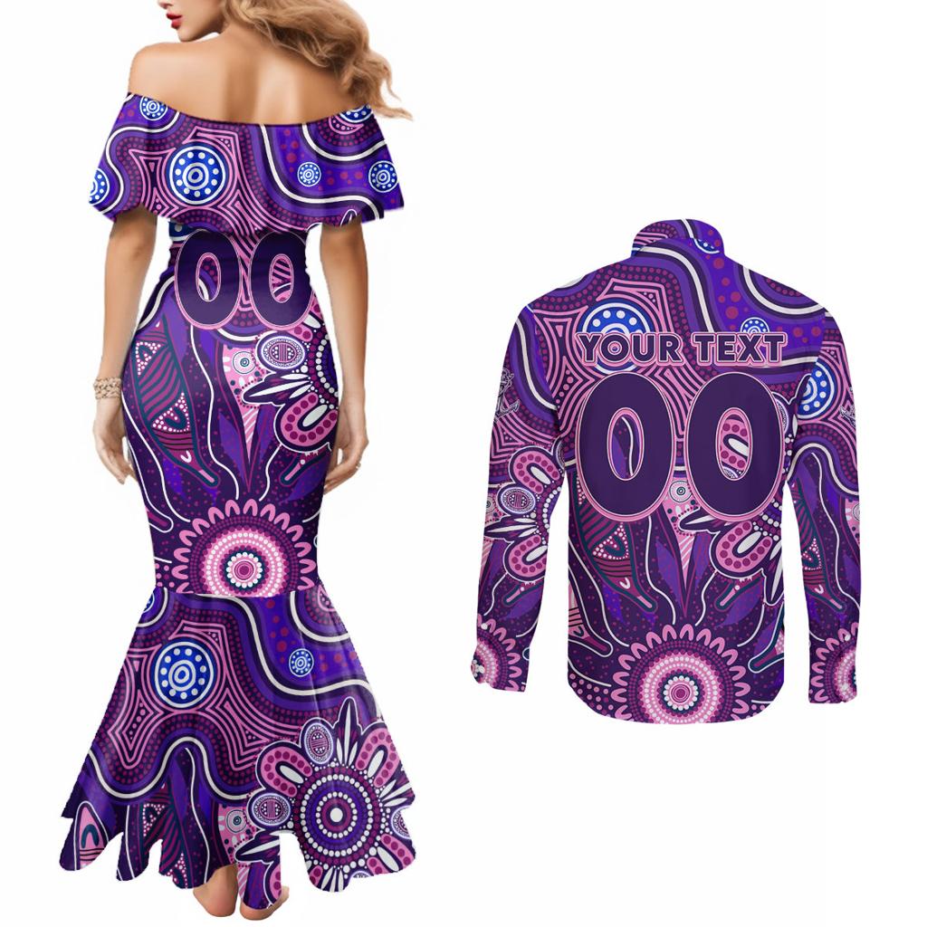 Personalised Freo NAIDOC Week 2024 Couples Matching Mermaid Dress and Long Sleeve Button Shirt Aussie Aboriginal Art
