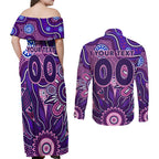 Personalised Freo NAIDOC Week 2024 Couples Matching Off Shoulder Maxi Dress and Long Sleeve Button Shirt Aussie Aboriginal Art
