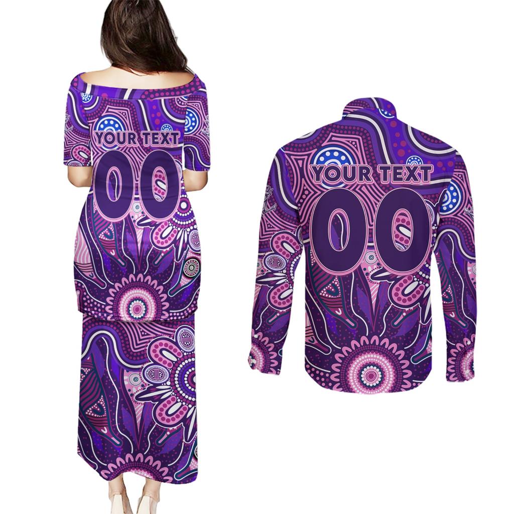 Personalised Freo NAIDOC Week 2024 Couples Matching Puletasi and Long Sleeve Button Shirt Aussie Aboriginal Art