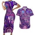 Personalised Freo NAIDOC Week 2024 Couples Matching Short Sleeve Bodycon Dress and Hawaiian Shirt Aussie Aboriginal Art