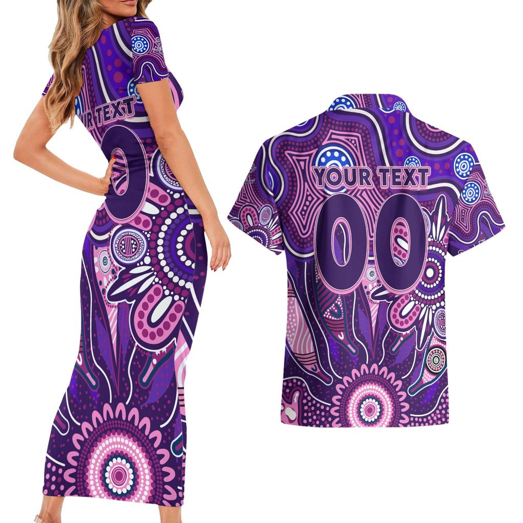 Personalised Freo NAIDOC Week 2024 Couples Matching Short Sleeve Bodycon Dress and Hawaiian Shirt Aussie Aboriginal Art