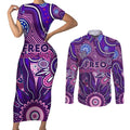 Personalised Freo NAIDOC Week 2024 Couples Matching Short Sleeve Bodycon Dress and Long Sleeve Button Shirt Aussie Aboriginal Art