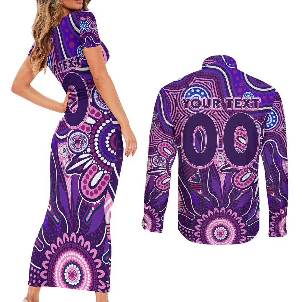 Personalised Freo NAIDOC Week 2024 Couples Matching Short Sleeve Bodycon Dress and Long Sleeve Button Shirt Aussie Aboriginal Art
