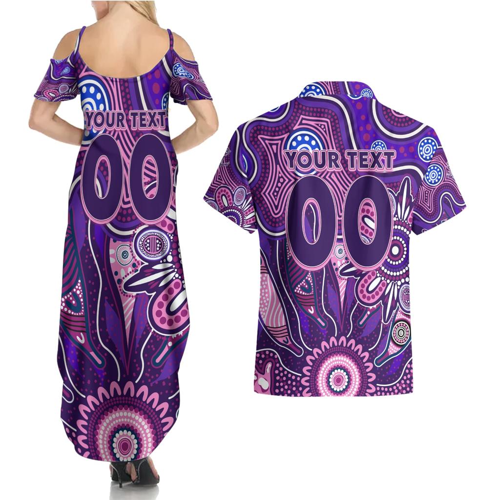 Personalised Freo NAIDOC Week 2024 Couples Matching Summer Maxi Dress and Hawaiian Shirt Aussie Aboriginal Art