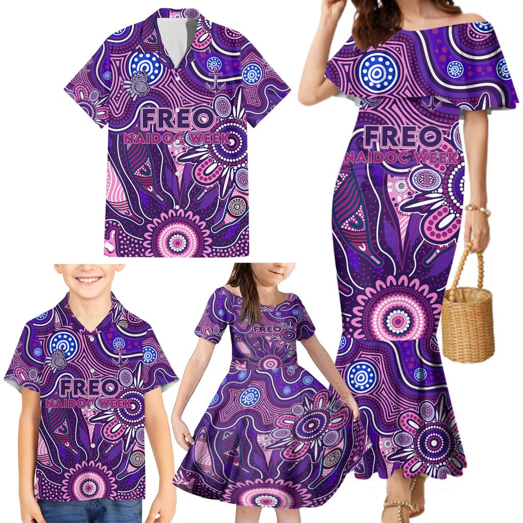 Personalised Freo NAIDOC Week 2024 Family Matching Mermaid Dress and Hawaiian Shirt Aussie Aboriginal Art