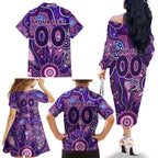 Personalised Freo NAIDOC Week 2024 Family Matching Off The Shoulder Long Sleeve Dress and Hawaiian Shirt Aussie Aboriginal Art