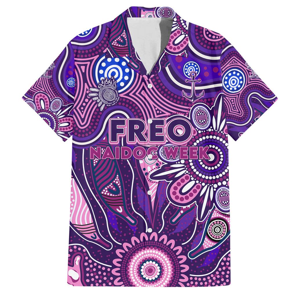 Personalised Freo NAIDOC Week 2024 Family Matching Off The Shoulder Long Sleeve Dress and Hawaiian Shirt Aussie Aboriginal Art