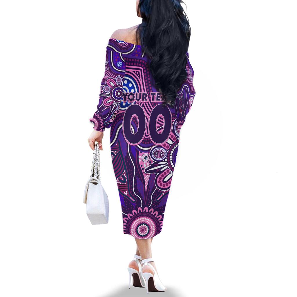 Personalised Freo NAIDOC Week 2024 Family Matching Off The Shoulder Long Sleeve Dress and Hawaiian Shirt Aussie Aboriginal Art
