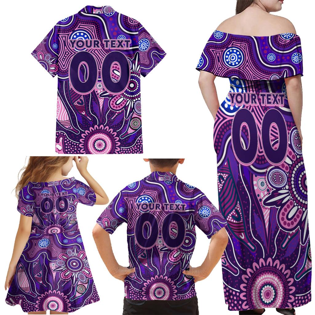 Personalised Freo NAIDOC Week 2024 Family Matching Off Shoulder Maxi Dress and Hawaiian Shirt Aussie Aboriginal Art