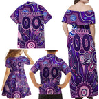 Personalised Freo NAIDOC Week 2024 Family Matching Off Shoulder Maxi Dress and Hawaiian Shirt Aussie Aboriginal Art